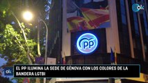 El PP ilumina la sede de Génova con los colores de la bandera LGTBI