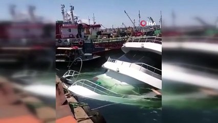 Yenikapı sahilde tur teknesi battı