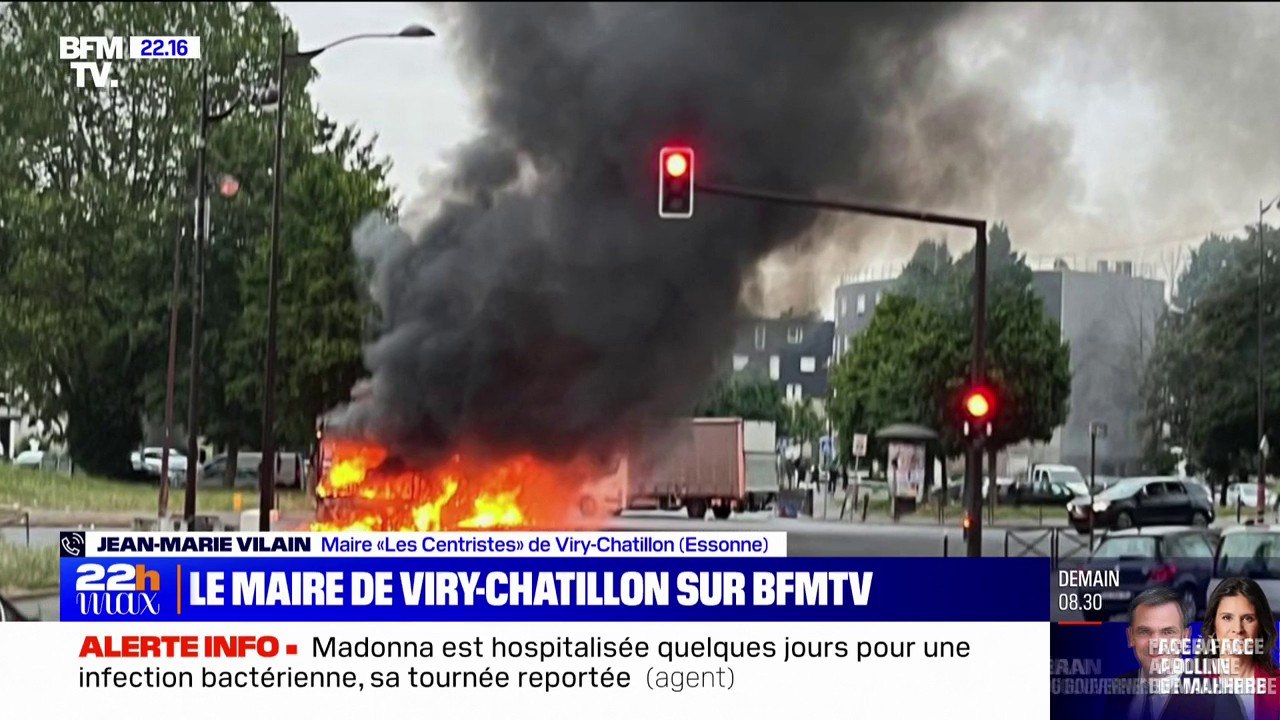 Mort de Nahel: "Un bus et des poubelles incendiés" à Viry-Châtillon, selon le maire de la ville, Jean-Marie Vilain