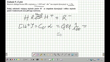 STOPIEŃ DYSOCJACJI I pH. ZADANIE 9 AM 2009 #chemia #chemistry