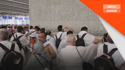 Jemaah haji melontar dalam keadaan cuaca panas terik