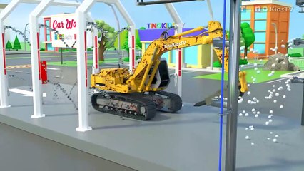 Excavator Hydraulic Hammer Drill & Clamp Trucks for Kids _ Fountain Pipe Repair
