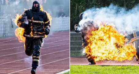 Fransız itfaiyeciden dünya rekoru: Vücudu alevler içinde en uzun mesafeyi koştu