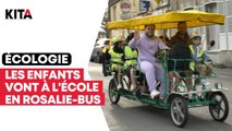 Les enfants vont à l’école en rosalie-bus à Gommegnies