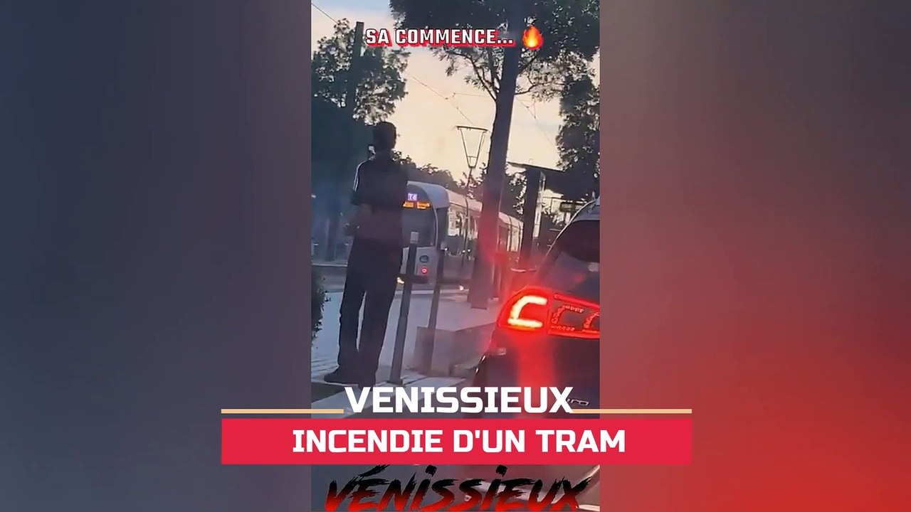 Emeutes Venissieux incendie d'un TRAM