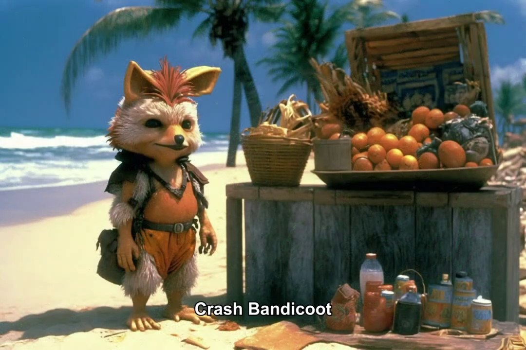 Crash Bandicoot as an 80's adventure fantasy film