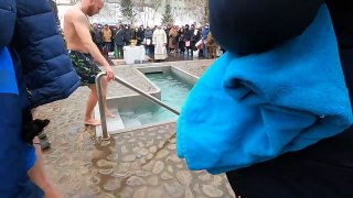 ICE HOLE BATHING #3   COLD WATER   SWIMMING WINTER   EPIPHANY BAPTISM 2023