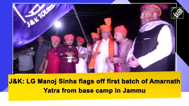 L-G Manoj Sinha flags off first batch of Amarnath Yatra from base camp in Jammu