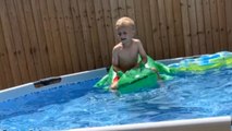 Mom bursts into laughter as son SUDDENLY gets flipped over into the water