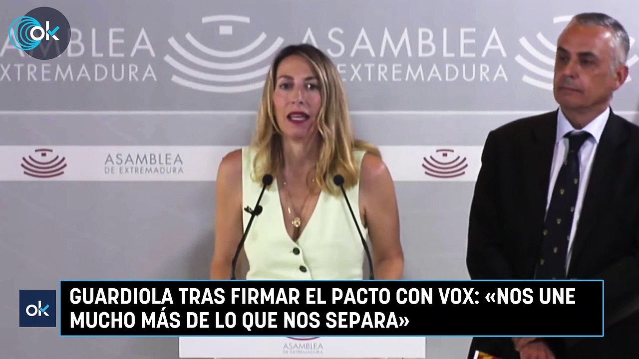 Guardiola tras firmar el pacto con Vox: «Nos une mucho más de lo que nos separa»