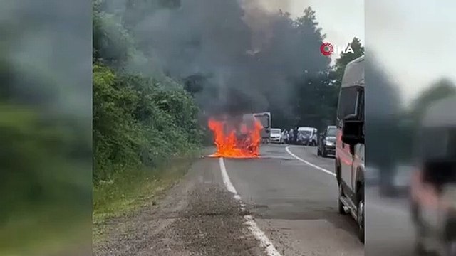Park halindeki hafif ticari araçta yangın