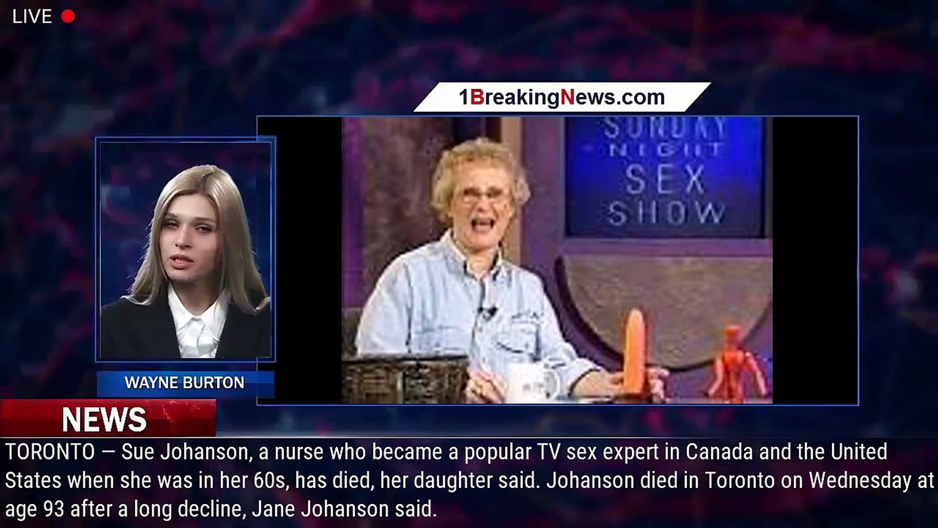 Sue Johanson dead: 'Sunday Night Sex Show' host dies at 93 - 1breakingnews. com - video Dailymotion