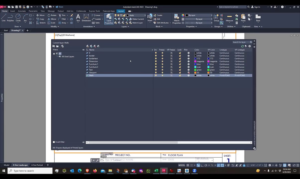 AutoCAD Layer Properties and Linetypes