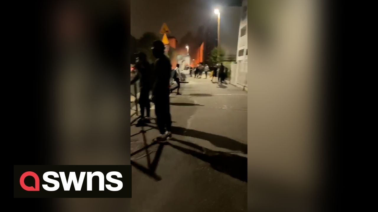 Shocking footage shows clashes in Paris suburb...
