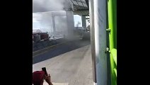 Mexibús choca contra un motociclista y se incendia en la estación Las Américas de Ecatepec
