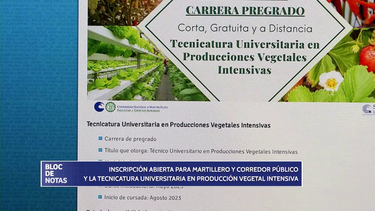 Inscripción abierta para Martillero y Corredor Público y Tecnicatura en Producción Vegetal