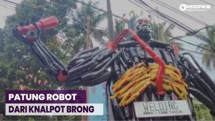 Patung Robot Unik di Tana Toraja yang Dibuat dari Knalpot Brong Sitaan Polisi