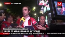 Mujer pierde la vida tras ser arrollada por el Metrobús en Insurgentes, Ciudad de México