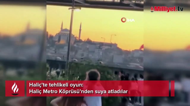 Haliç'te tehlikeli oyun: Serinlemek için Haliç Metro Köprüsü’nden suya atladılar
