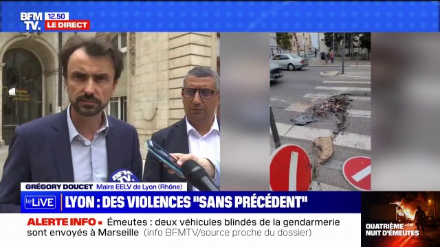 Grégory Doucet, le maire de Lyon, évoque des violences sans précédent et une quarantaine de magasins attaqués dans sa ville
