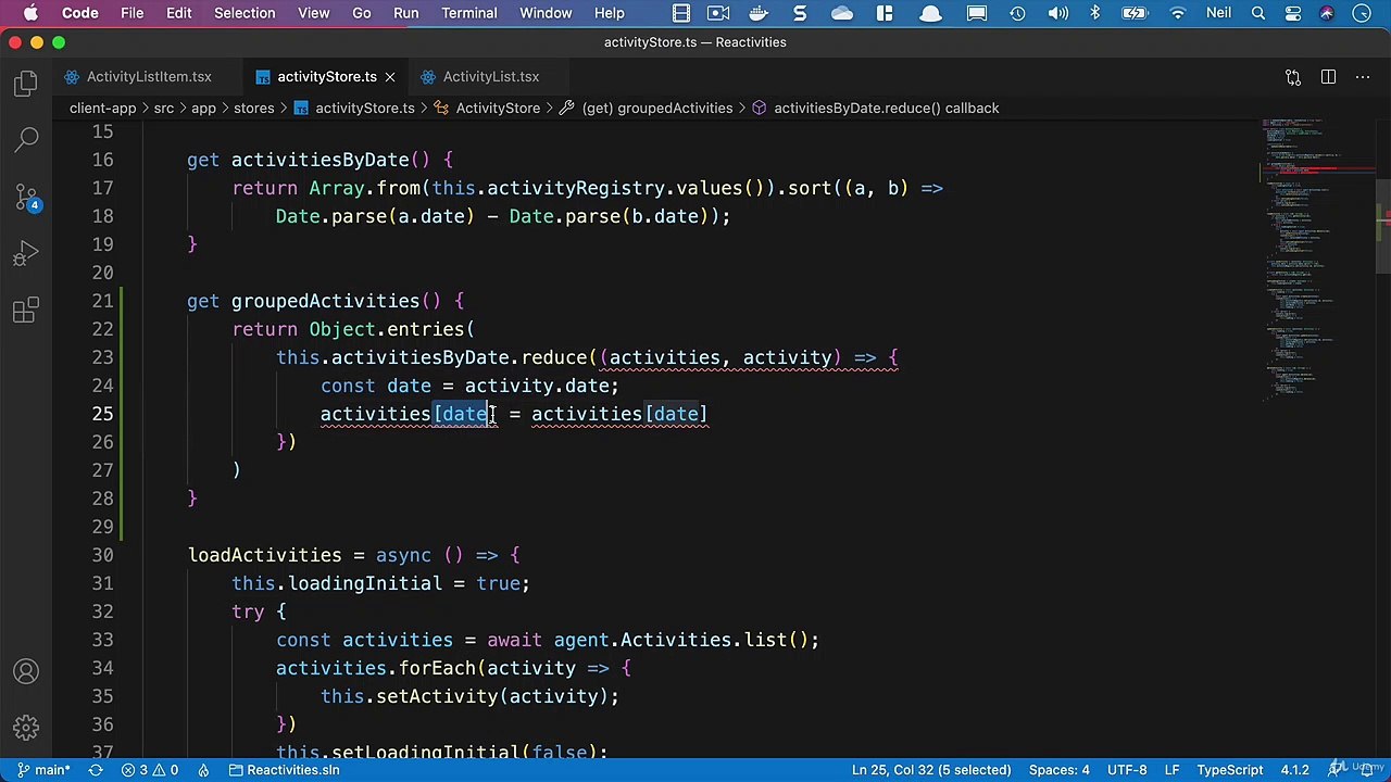 Net. Core and React Styling the User Interface - Grouping the activities by date
