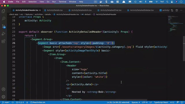 Net. Core and React Styling the User Interface - Populating the detailed components