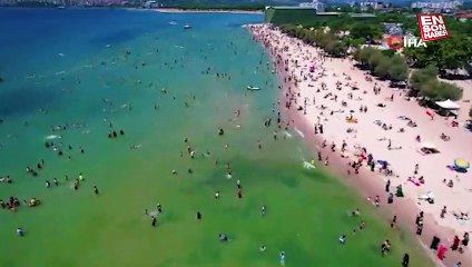 İstanbul'da bayramın son günü plajlar doldu taştı