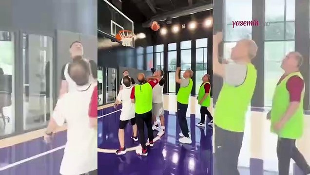 Cumhurbaşkanı Recep Tayyip Erdoğan basketbol oynadı! O anlar yüzlerde tebessüm oluşturdu