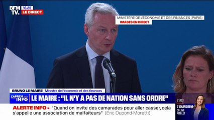 Dégradations et pillages: Bruno Le Maire adresse "tout son soutien" aux entrepreneurs, salariés et commerçants touchés