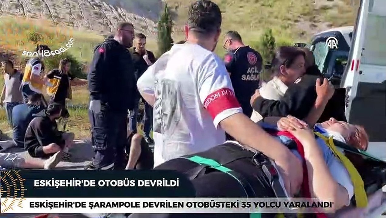 Eskişehir'de devrilen yolcu otobüsündeki 41 yolcu yaralandı