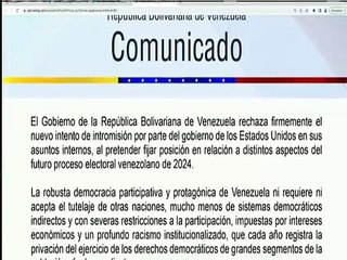 Venezuela rechaza nuevo intento de intromisión de los EE.UU. en futuro proceso electoral