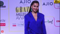 Tejasswi Prakash Sizzling H0T Look In Blue Deep Neck Outfit at Grazia Millennial Awards 2023