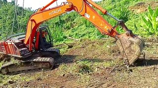 Breaking Banana Trees and Making Palm Terraces Hitachi 210 MF Excavator
