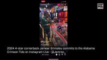 2024 4-star cornerback Jameer Grimsley commits to the Alabama Crimson Tide on Instagram Live