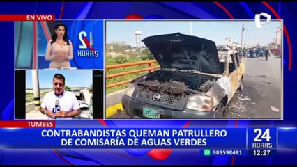 Tumbes: contrabandista incendia patrullero de comisaría de Aguas Verdes