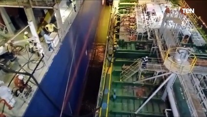 شاهد نجاح ثاني عملية تموين سفن بميناء غرب  بورسعيد