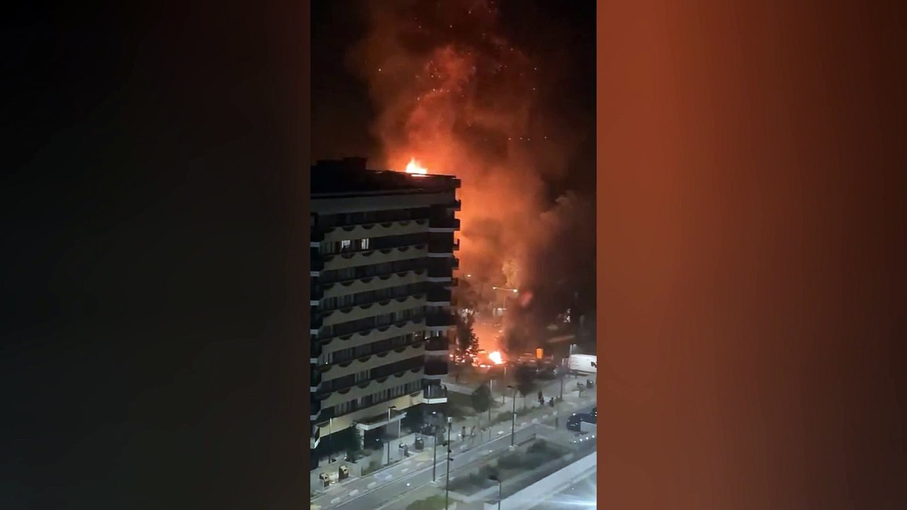 Emeutes Grigny Fake c'est un arbre pas un immeuble qui brule