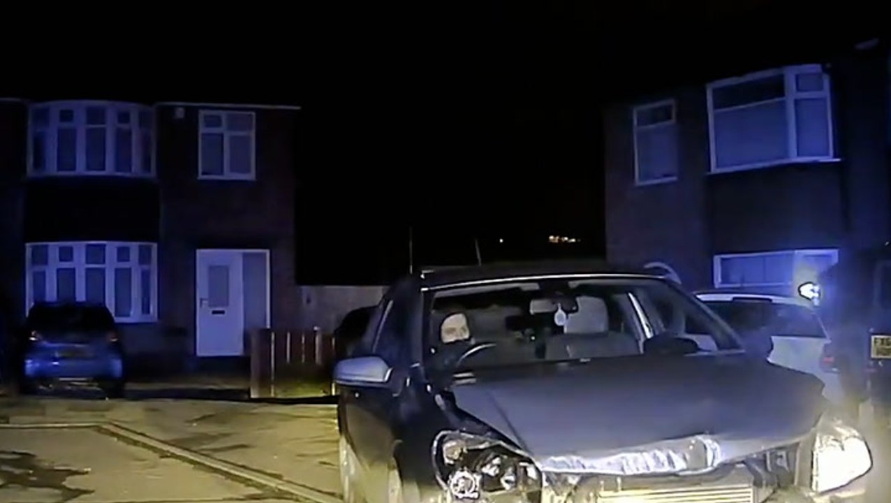 Moment driver rams police car before leading officers on 130mph chase