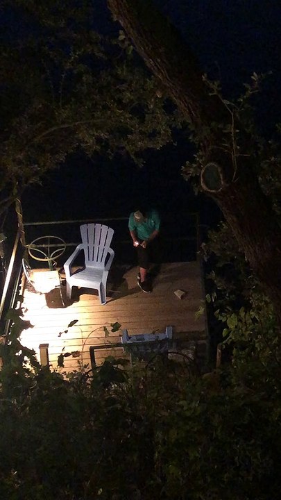Got lights fireworks on deck that explodes in his face