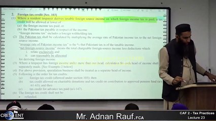 CAF-2 || Lecture 23 B || Tax | sir Adnan Rauf | 2023