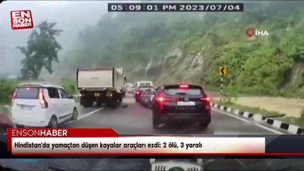 Hindistan'da yamaçtan düşen kayalar araçları ezdi: 2 ölü, 3 yaralı