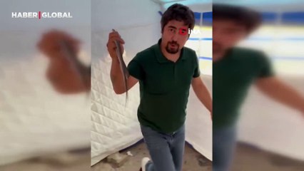 Cesareti şaşırttı: Yılanı elleriyle yakaladı, ‘insanlardan uzak dur’ dedi