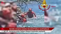 İtalya'da nehre düşen kadın, helikopterle kurtarıldı