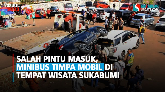 Salah Pintu Masuk, Minibus Timpa Mobil di Tempat Wisata Sukabumi