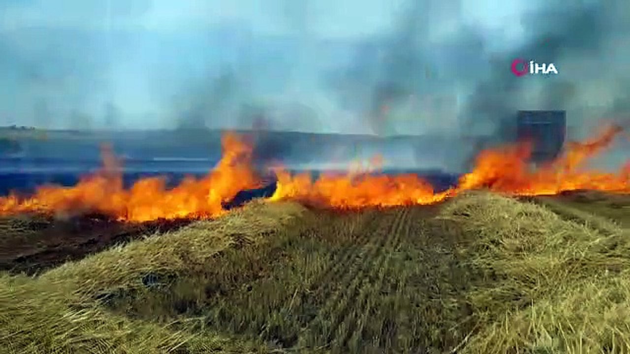 Das Stoppelfeuer breitete sich auf das Weizenfeld aus: Straße Istanbul-Edirne für den Verkehr gesperrt