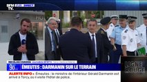 Émeutes: Gérald Darmanin en visite au commissariat de Torcy, pris pour cible le soir de la mort de Nahel