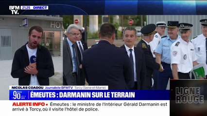 Download Video: Émeutes: Gérald Darmanin en visite au commissariat de Torcy, pris pour cible le soir de la mort de Nahel