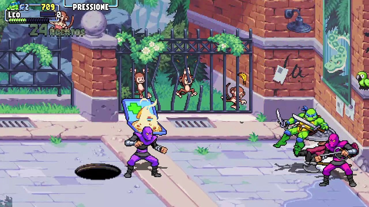 TMNT: Shredder's Revenge - Gnarly Difficulty - Stage 04 - Leonardo - Solo - Story Mode