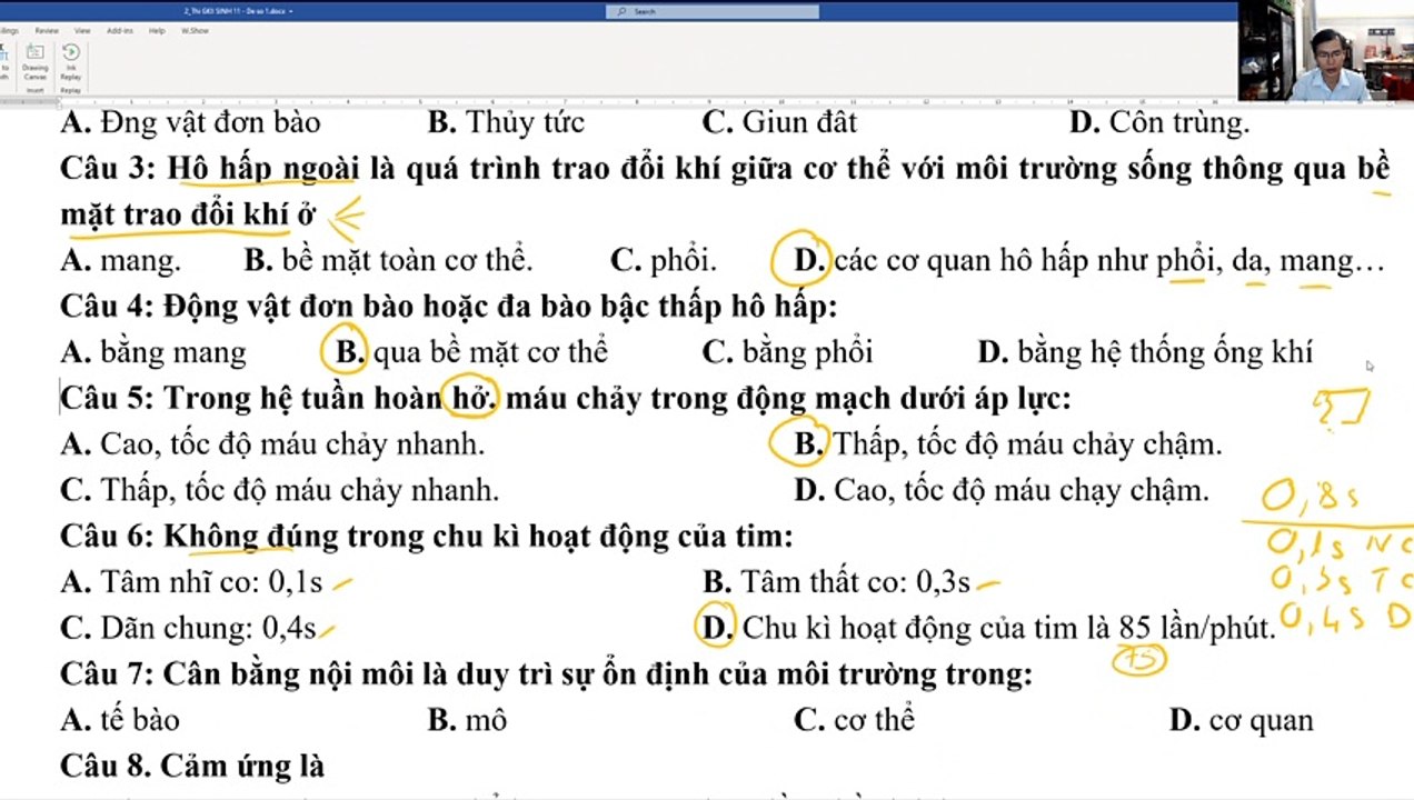 Sinh 11 - Cuối Kỳ II Đề 1