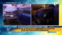 Policía, presuntamente ebrio, choca con dos autos en Breña